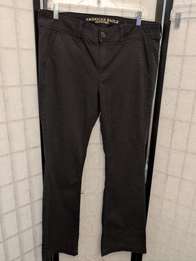 American Eagle Outfitters Black Straight-Leg Trousers with Some Flare